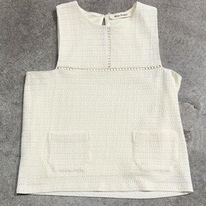 Cream Sleeveless Textured Top